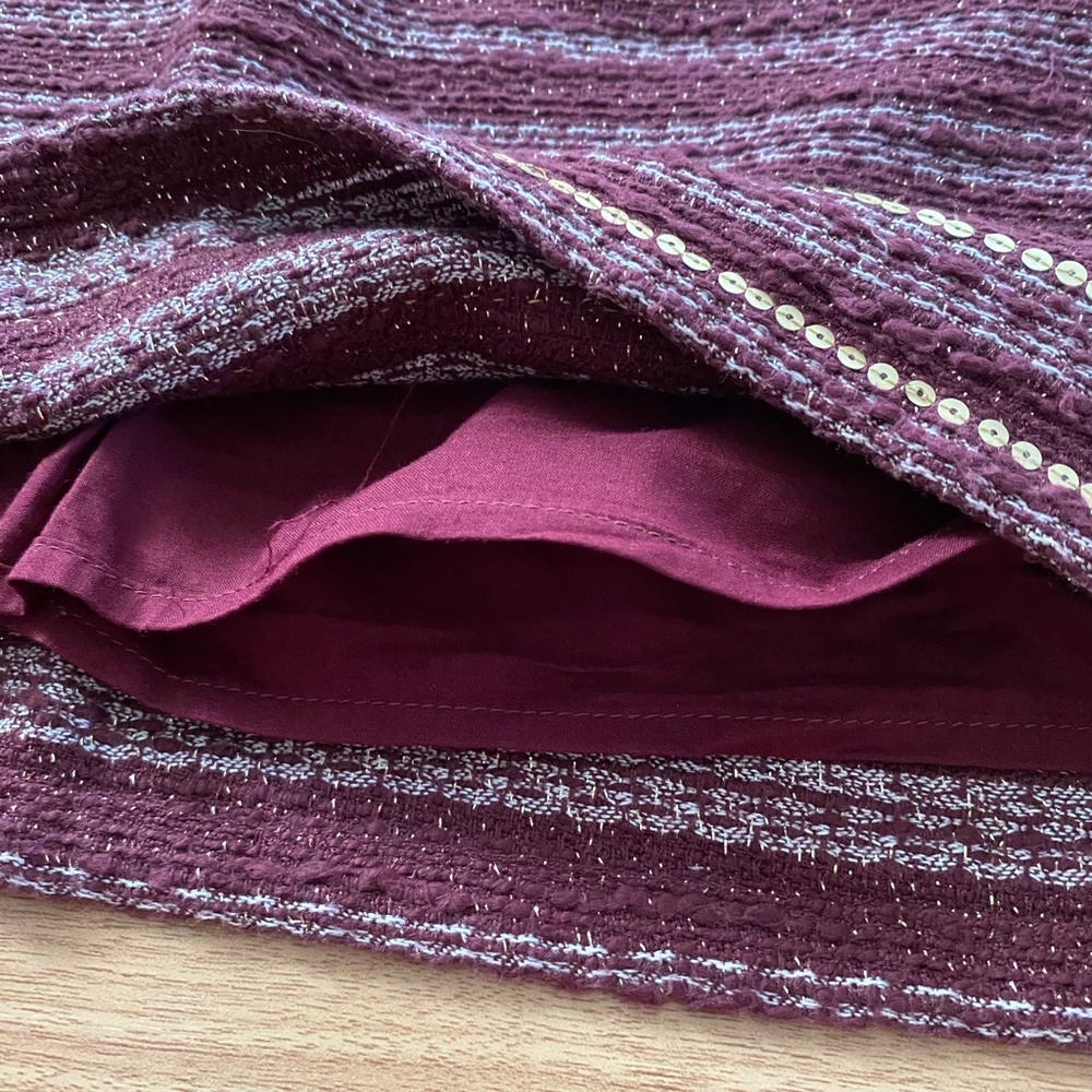 Abercrombie & Fitch Burgundy Tweed Mini Skirt - Picture 3 of 5